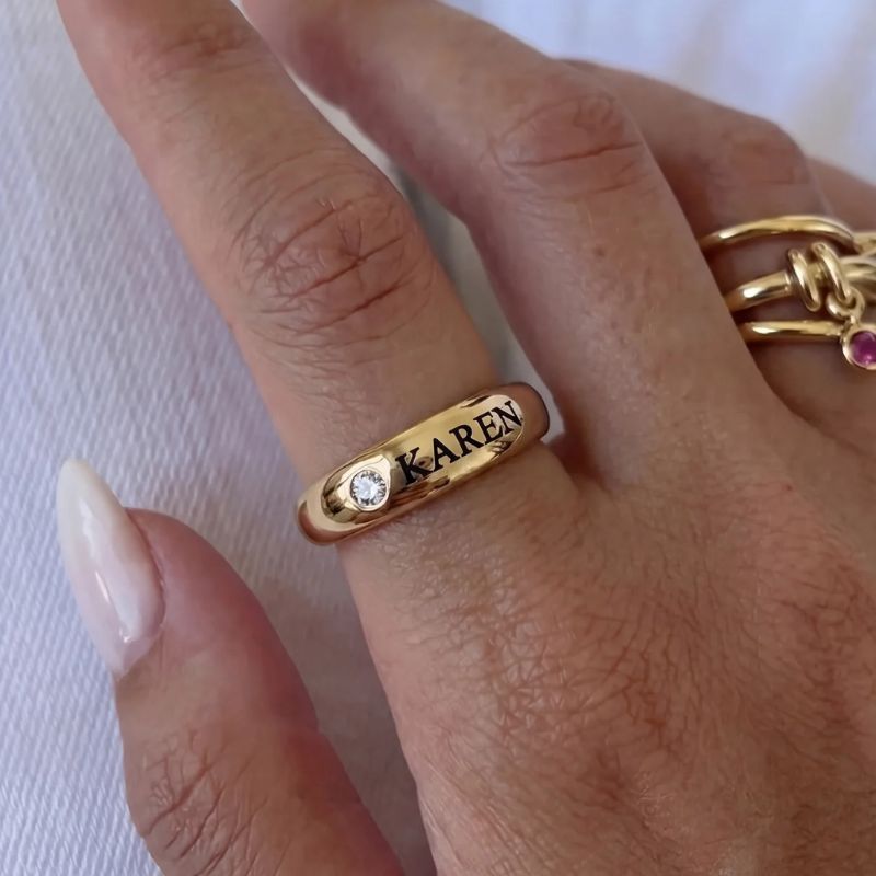 Personalised Name and Birthstone Ring from above
