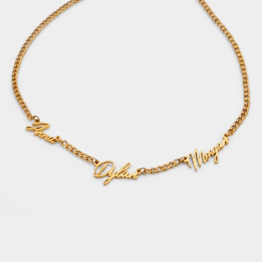 Personalized 3x Name Necklace in 18K gold or silver finish