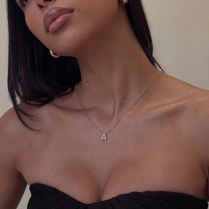 Petite Stone Letter Necklace | Monrich