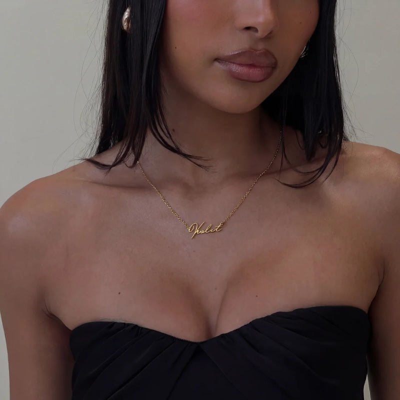 Signature Name Necklace - Dainty Gold Handwritten | Monrich