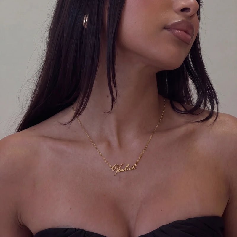 Signature Name Necklace - Dainty Gold Handwritten | Monrich