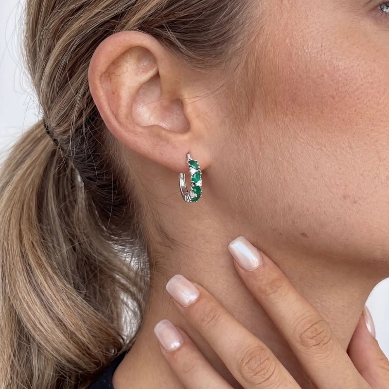 Silver Emerald Earrings - Wisdom | Monrich