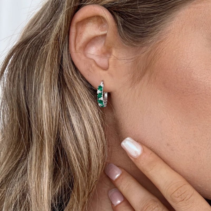 Silver Emerald Earrings - Wisdom | Monrich