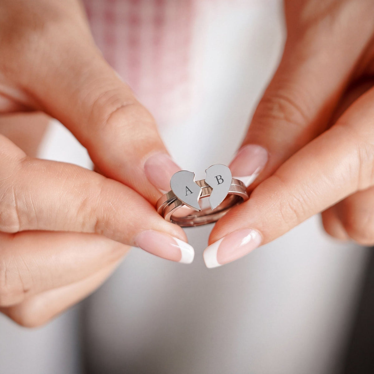 Split Heart Custom Couple Ring Set | Monrich