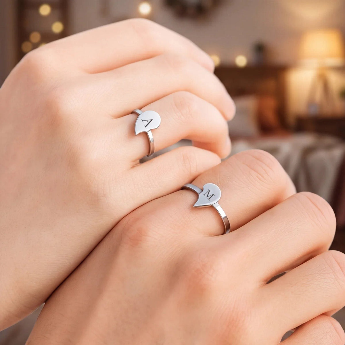 Split Heart Custom Couple Ring Set | Monrich