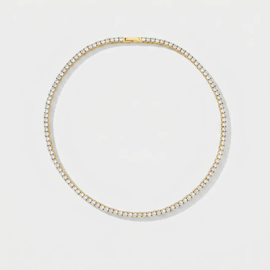 Crystal Choker Necklace - Gold Tennis in 18K gold or silver finish