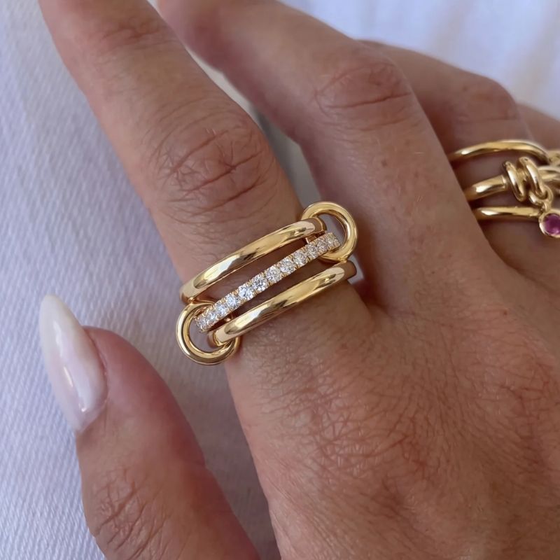 Triple Row Polished & Iced Mix Ring close-up view