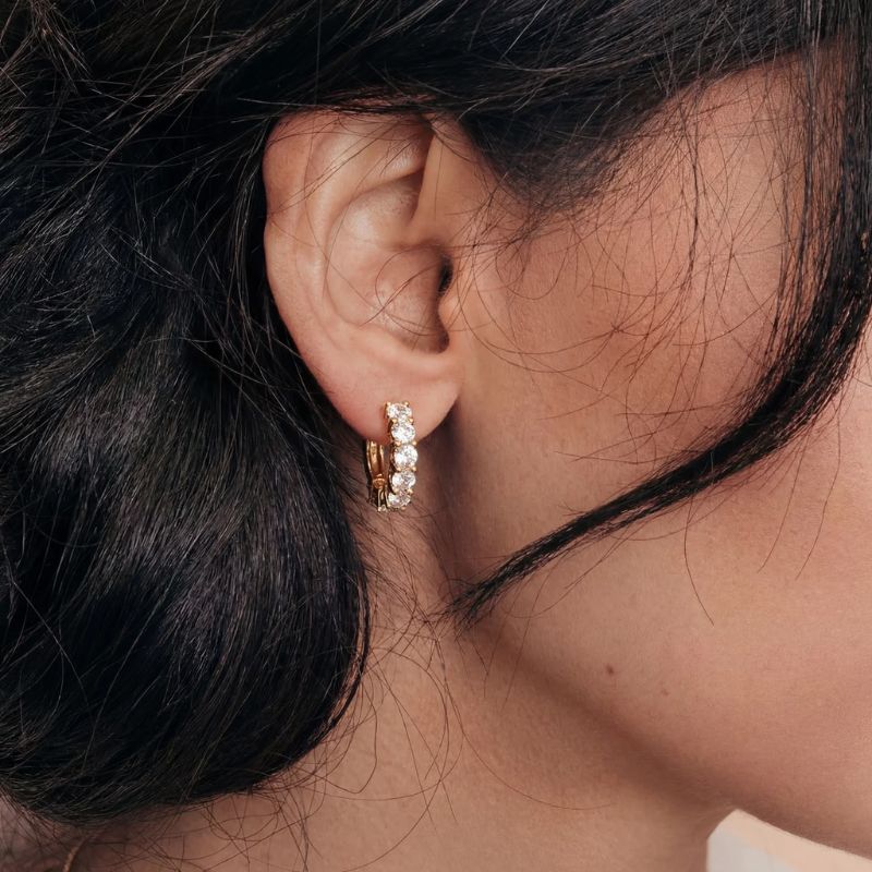 Zirconia Hoop Earrings close-up view
